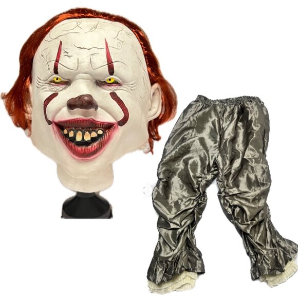 Penny wise Halloween Mask Set IT Scary Latex Mask Size Teens XL - Picture 1 of 11